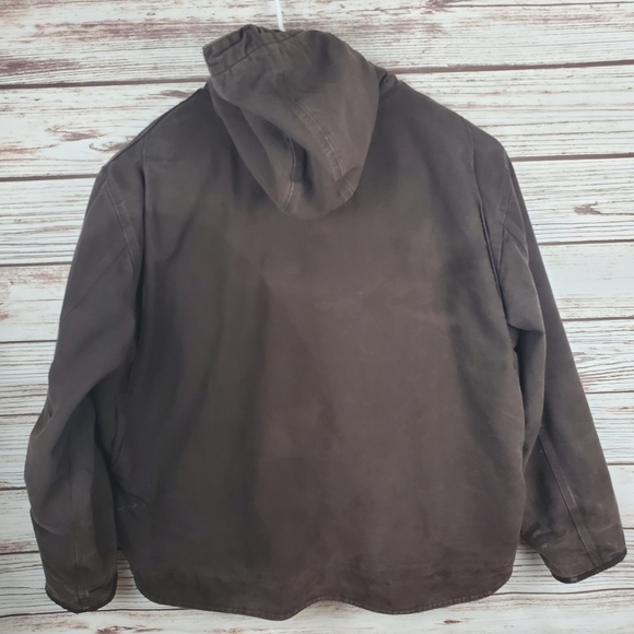Carhartt Men's 3XL Brown Fleece Sherpa Lined Hooded Duck Canvas Jacket Coat - Picture 10 of 14